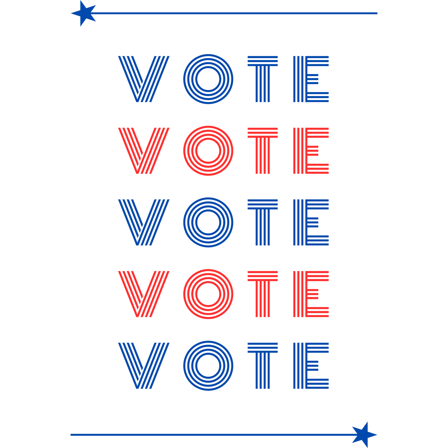 Design with vote written in red and blue on white background